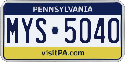 PA license plate MYS5040
