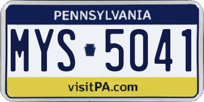 PA license plate MYS5041