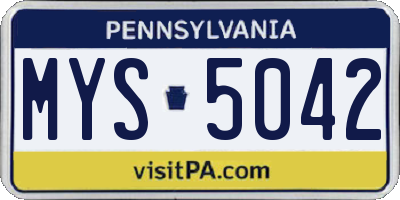 PA license plate MYS5042