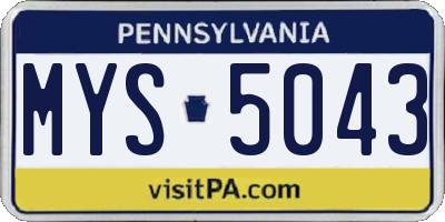 PA license plate MYS5043