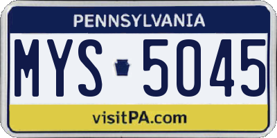 PA license plate MYS5045