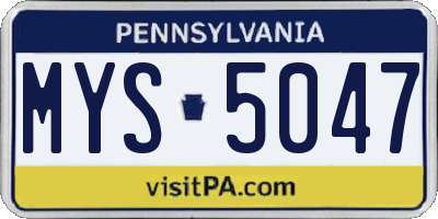 PA license plate MYS5047