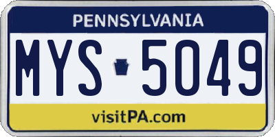 PA license plate MYS5049
