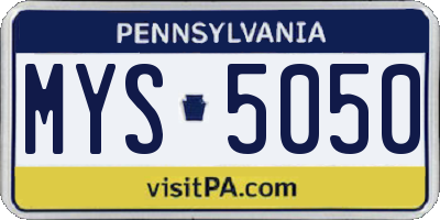 PA license plate MYS5050