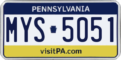 PA license plate MYS5051