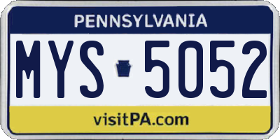 PA license plate MYS5052