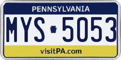 PA license plate MYS5053