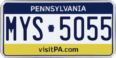 PA license plate MYS5055