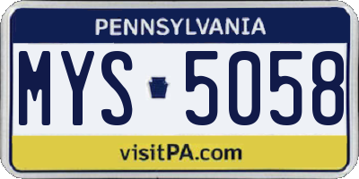 PA license plate MYS5058