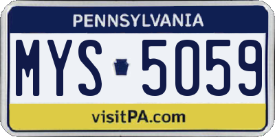 PA license plate MYS5059