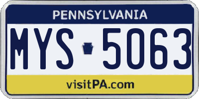 PA license plate MYS5063
