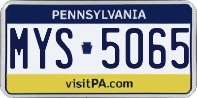 PA license plate MYS5065