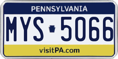 PA license plate MYS5066