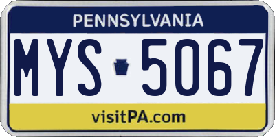 PA license plate MYS5067