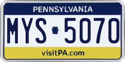 PA license plate MYS5070