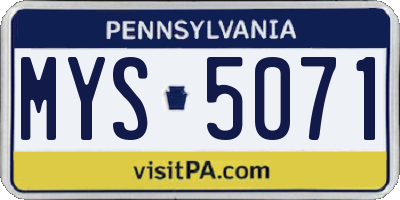 PA license plate MYS5071
