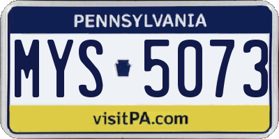PA license plate MYS5073