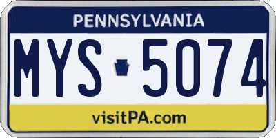 PA license plate MYS5074