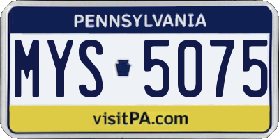 PA license plate MYS5075