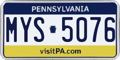 PA license plate MYS5076