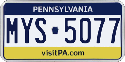 PA license plate MYS5077
