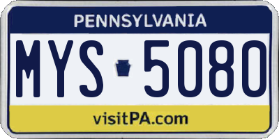 PA license plate MYS5080