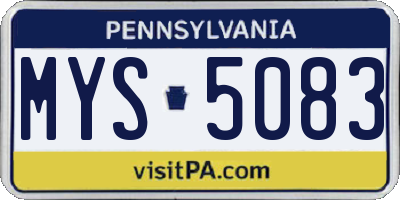 PA license plate MYS5083