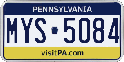 PA license plate MYS5084