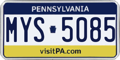 PA license plate MYS5085