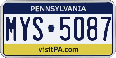 PA license plate MYS5087