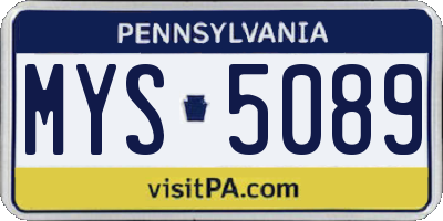 PA license plate MYS5089