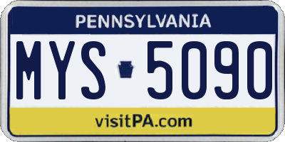 PA license plate MYS5090