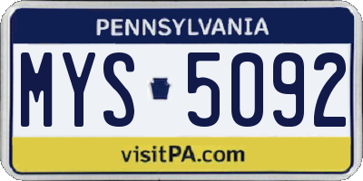 PA license plate MYS5092