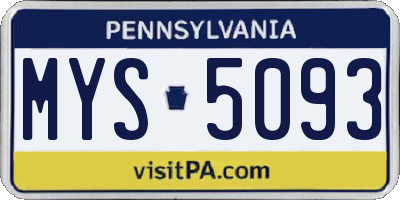 PA license plate MYS5093