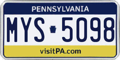 PA license plate MYS5098