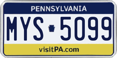 PA license plate MYS5099