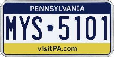 PA license plate MYS5101
