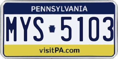 PA license plate MYS5103