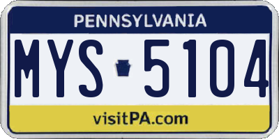 PA license plate MYS5104