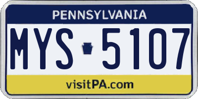 PA license plate MYS5107
