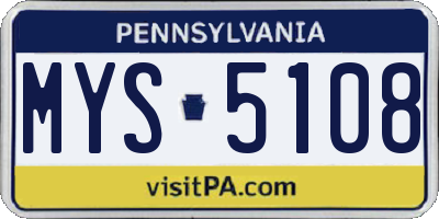 PA license plate MYS5108