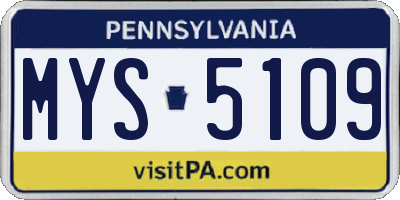 PA license plate MYS5109