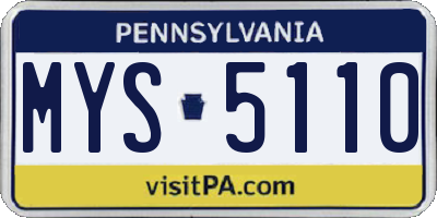 PA license plate MYS5110