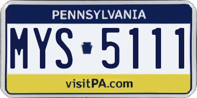 PA license plate MYS5111