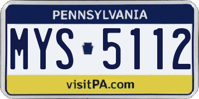 PA license plate MYS5112
