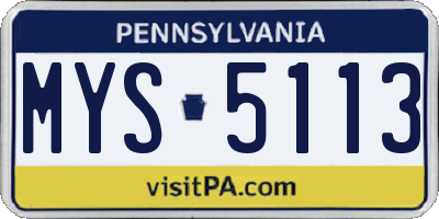 PA license plate MYS5113