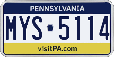 PA license plate MYS5114