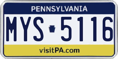 PA license plate MYS5116