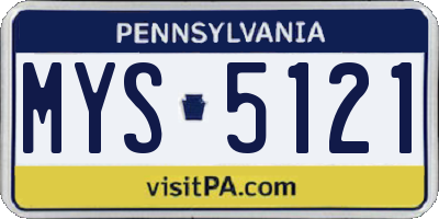 PA license plate MYS5121