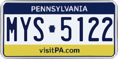 PA license plate MYS5122